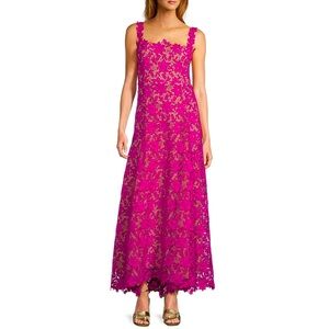 Christina Lace Square Neck Sleeveless A-Line Maxi Dress